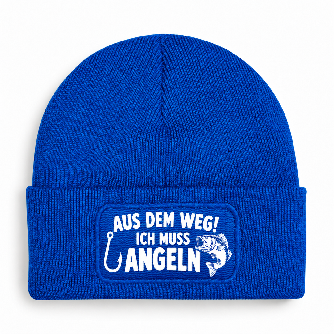 Mütze AUS DEM WEG! ICH MUSS ANGELN – Blau