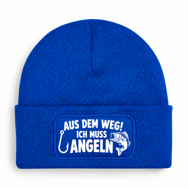 Mütze AUS DEM WEG! ICH MUSS ANGELN – Blau