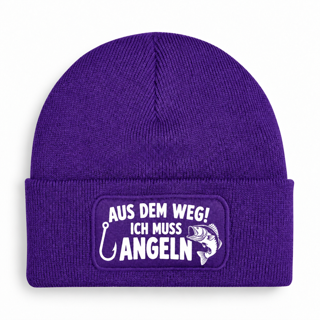 Mütze AUS DEM WEG! ICH MUSS ANGELN – Lila