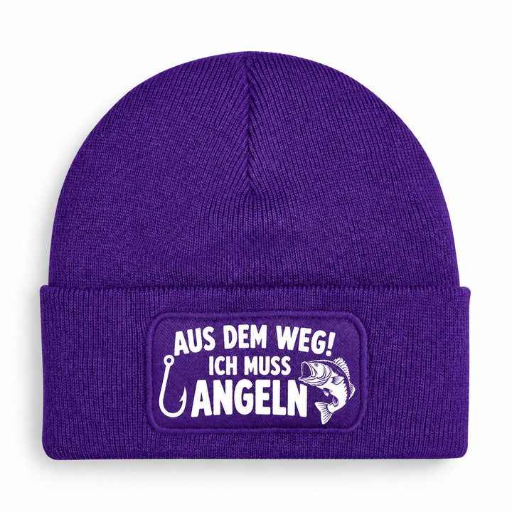 Mütze AUS DEM WEG! ICH MUSS ANGELN – Lila