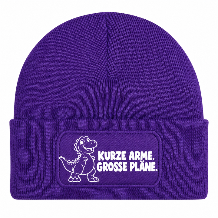 Mütze Lila mit Comic-Dinosaurier – KURZE ARME. GROSSE PLÄNE.