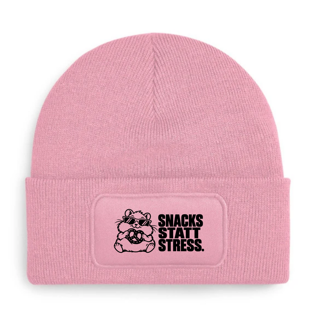 Mütze SNACKS STATT STRESS. mit Comic-Hamster – Rosa