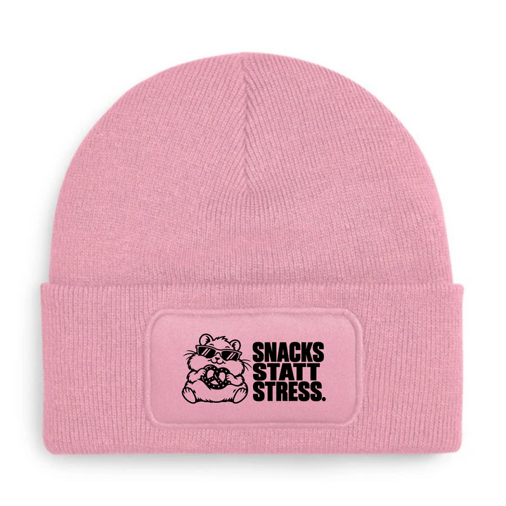 Mütze SNACKS STATT STRESS. mit Comic-Hamster – Rosa