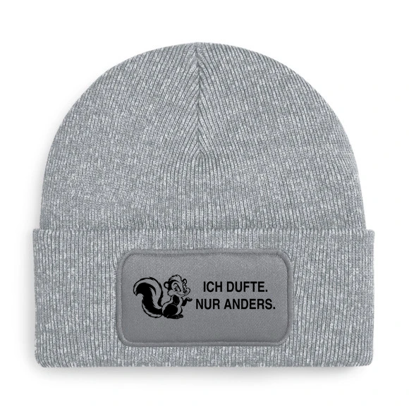 Mütze „ICH DUFTE. NUR ANDERS.“ – Stinktier, Farbe Grau