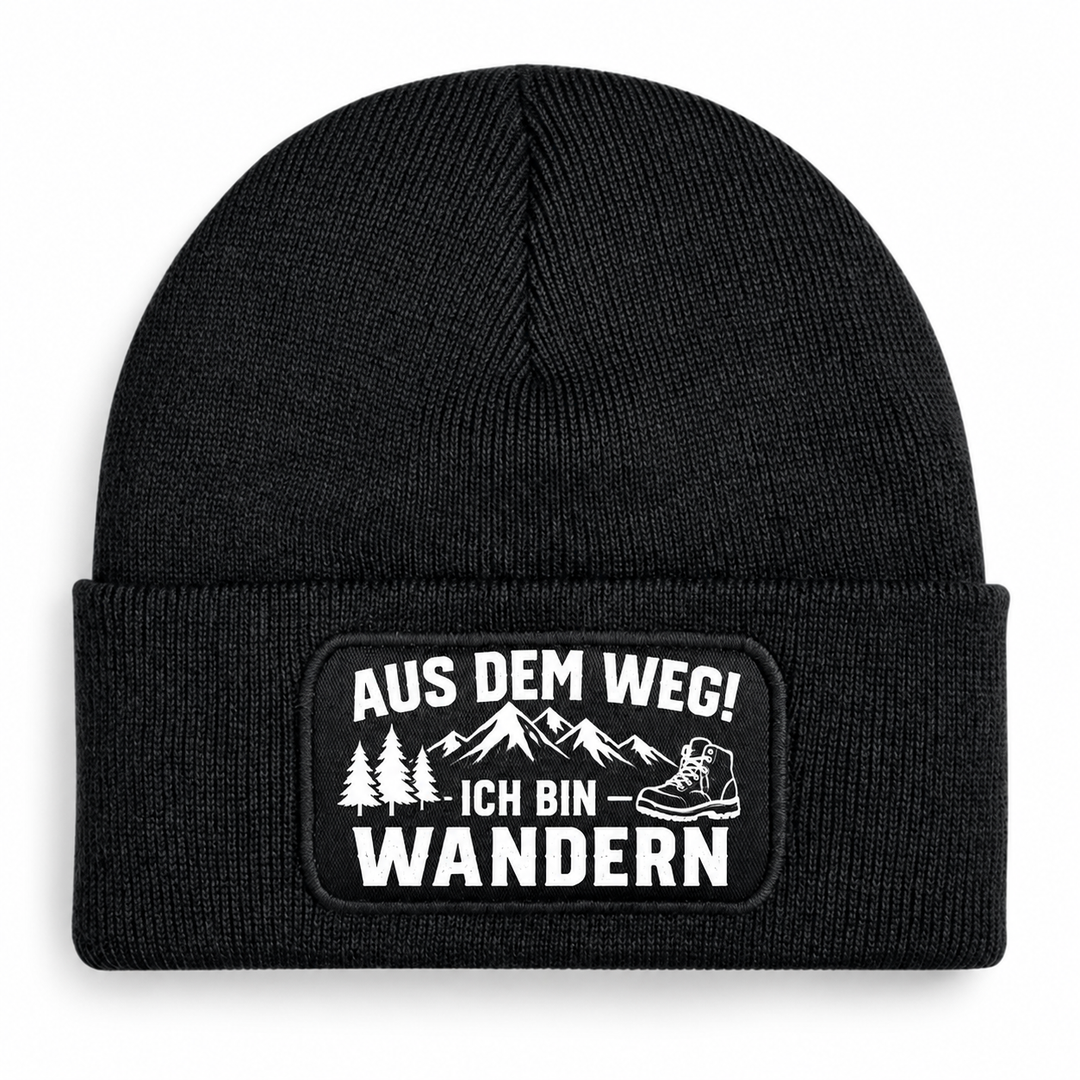 Mütze AUS DEM WEG! ICH BIN WANDERN – Schwarz