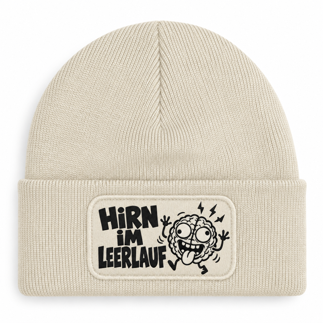 Comic Mütze HIRN IM LEERLAUF – Beige