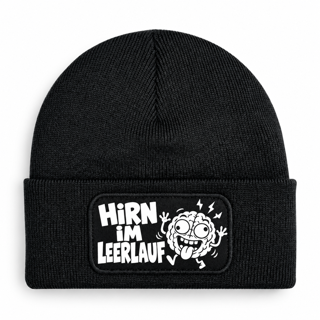 Comic Mütze HIRN IM LEERLAUF – Schwarz