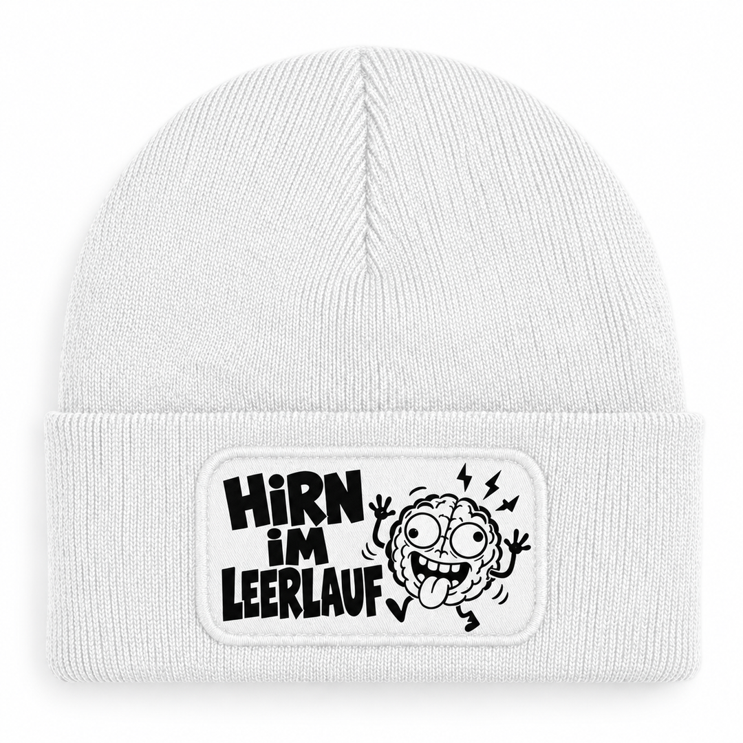 Comic Mütze HIRN IM LEERLAUF – Weiß