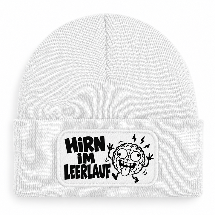Comic Mütze HIRN IM LEERLAUF – Weiß