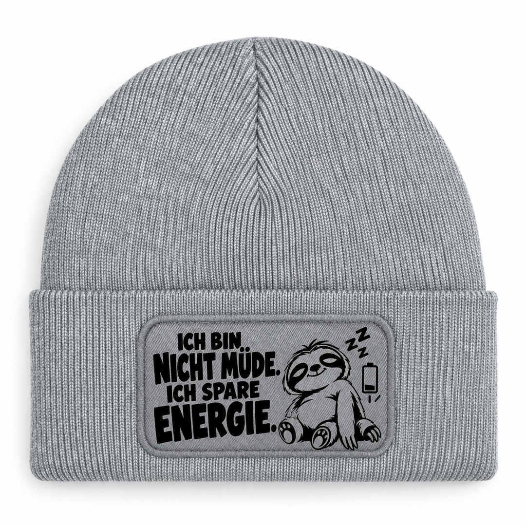 Mütze Ich bin nicht müde – Ich spare Energie mit Faultier – Grau