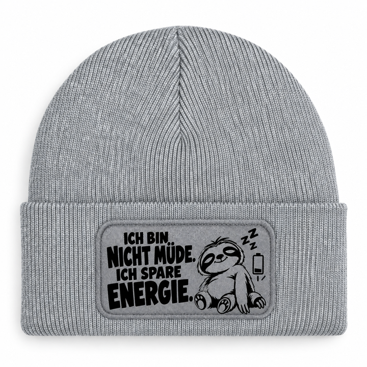 Mütze Ich bin nicht müde – Ich spare Energie mit Faultier – Grau