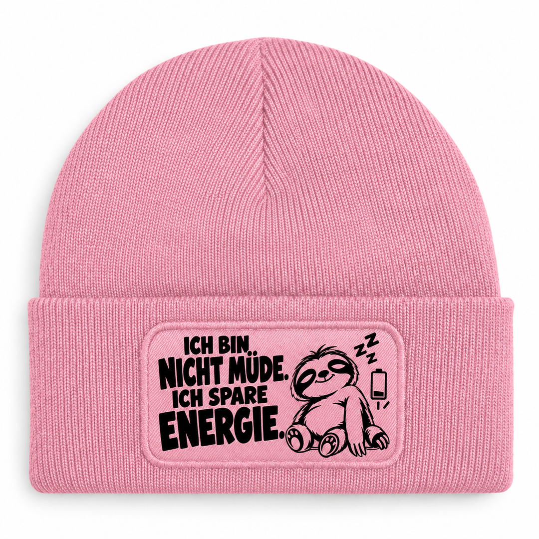 Mütze Ich bin nicht müde – Ich spare Energie mit Faultier – Rosa