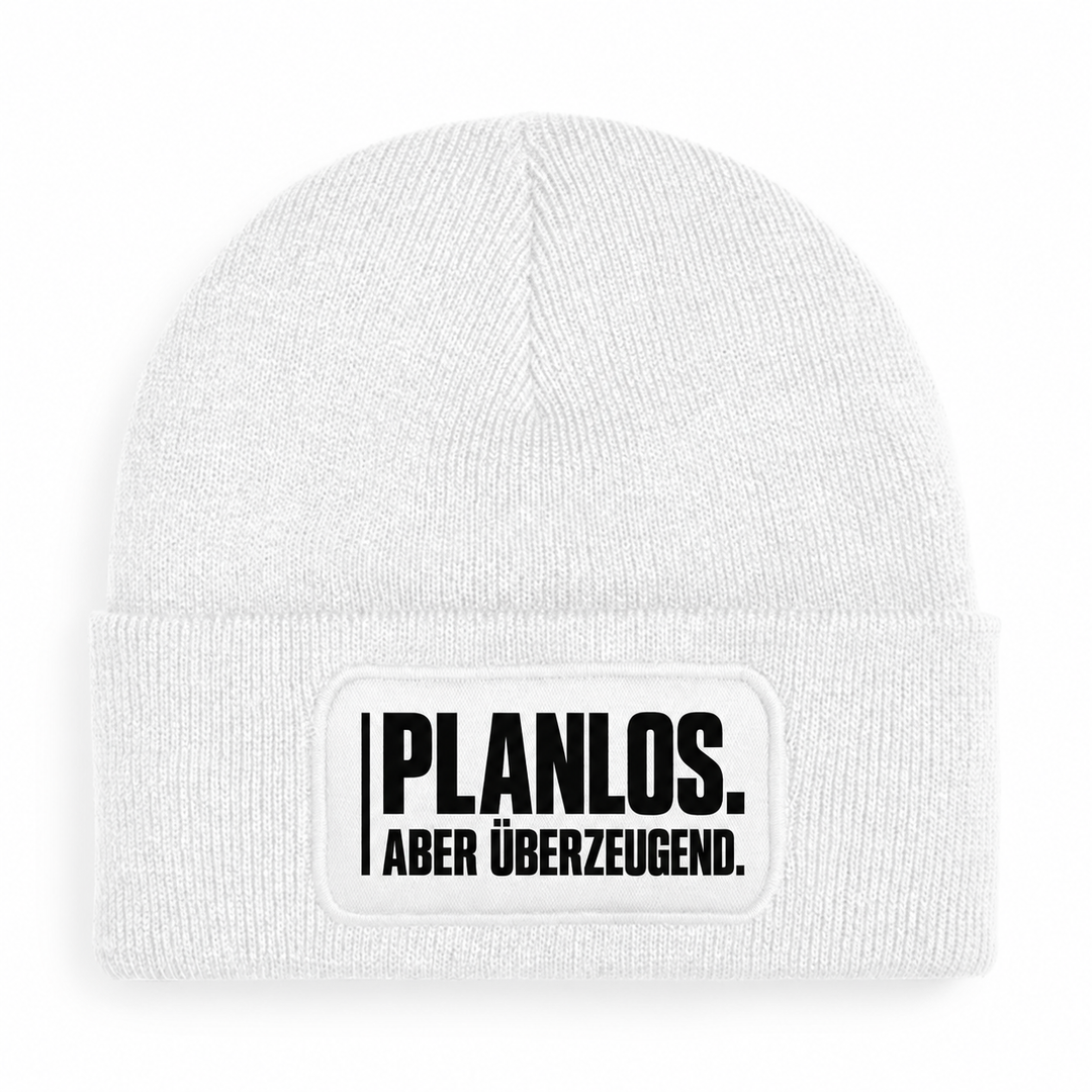 Mütze PLANLOS. ABER ÜBERZEUGEND. – Weiß