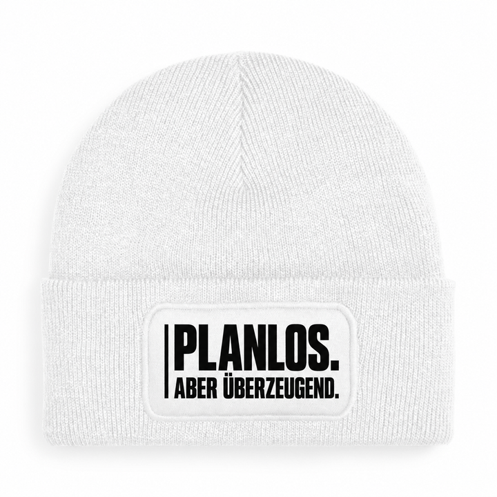 Mütze PLANLOS. ABER ÜBERZEUGEND. – Weiß