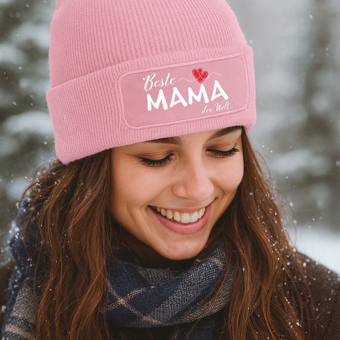 Mütze „Beste Mama der Welt“ ❤️ | Beanie mit Herz für besondere Mamas