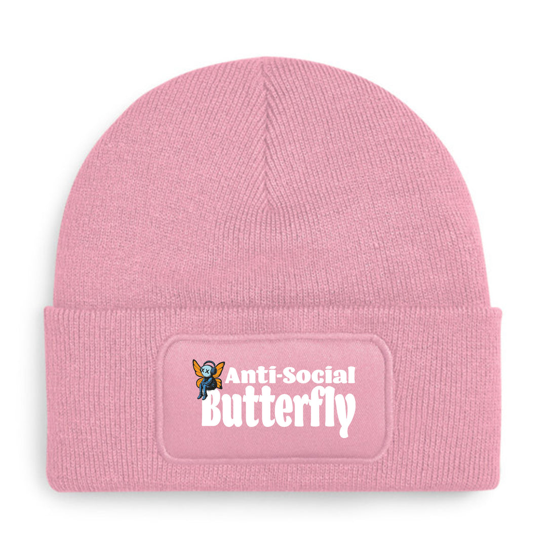 Anti Social Butterfly Mütze – Lustige Beanie mit Spruch | Geschenk für Introvertierte & Humorvolle