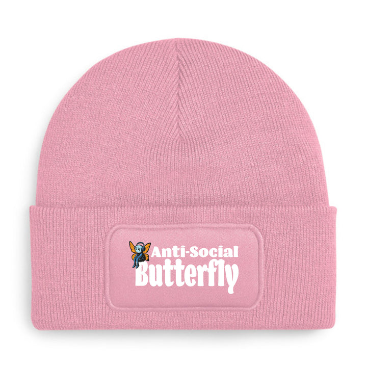 Anti Social Butterfly Mütze – Lustige Beanie mit Spruch | Geschenk für Introvertierte & Humorvolle