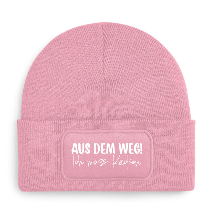 Aus dem Weg – muss kacken Mütze – Lustige Beanie mit Spruch | Spaß Geschenk für Freunde mit Humor