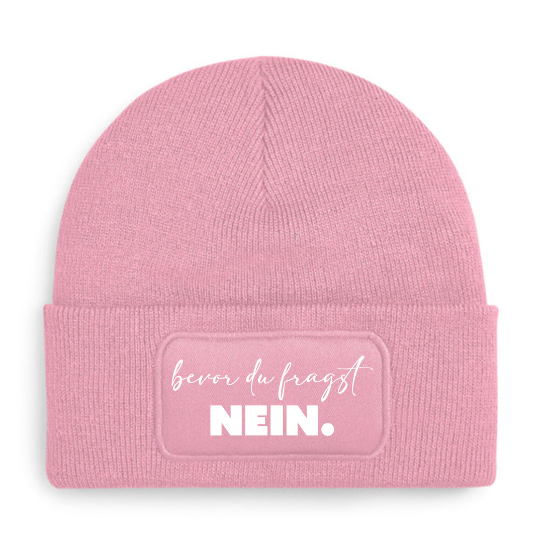 Bevor du fragst: Nein Mütze – Lustige Beanie mit Spruch | Sarkastisches Geschenk für jede Gelegenheit