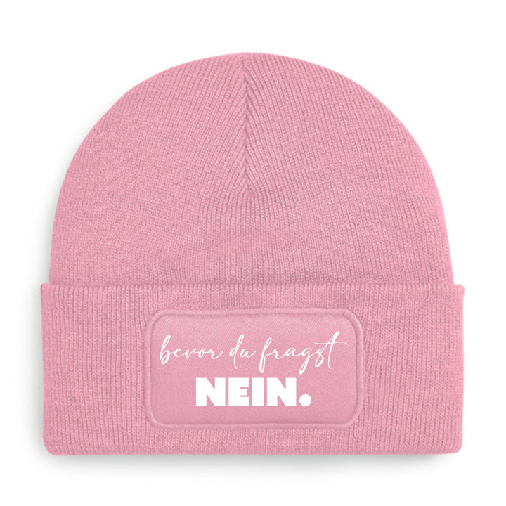 Bevor du fragst: Nein Mütze – Lustige Beanie mit Spruch | Sarkastisches Geschenk für jede Gelegenheit