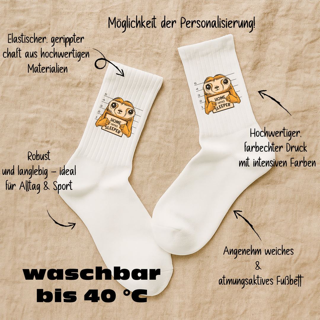 Socken „Homeoffice Sleeper“ – Lustige Spruchsocken | Fun & Chill Socks für Bürohelden daheim | Made in Europe