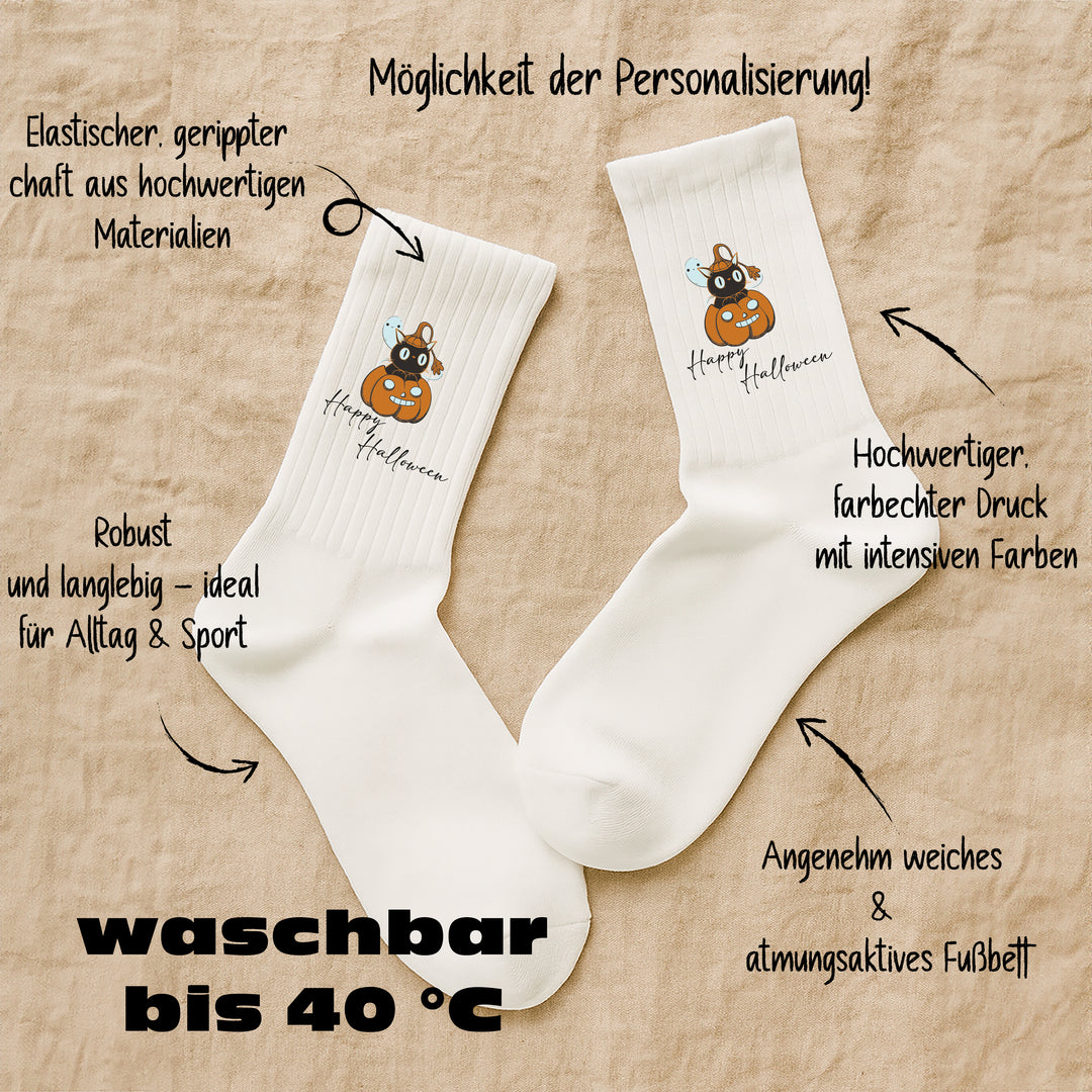 Socken „Happy Halloween“ – Lustige Halloween-Socken | Spooky Fun Socks aus Bio-Baumwolle | Limited Edition