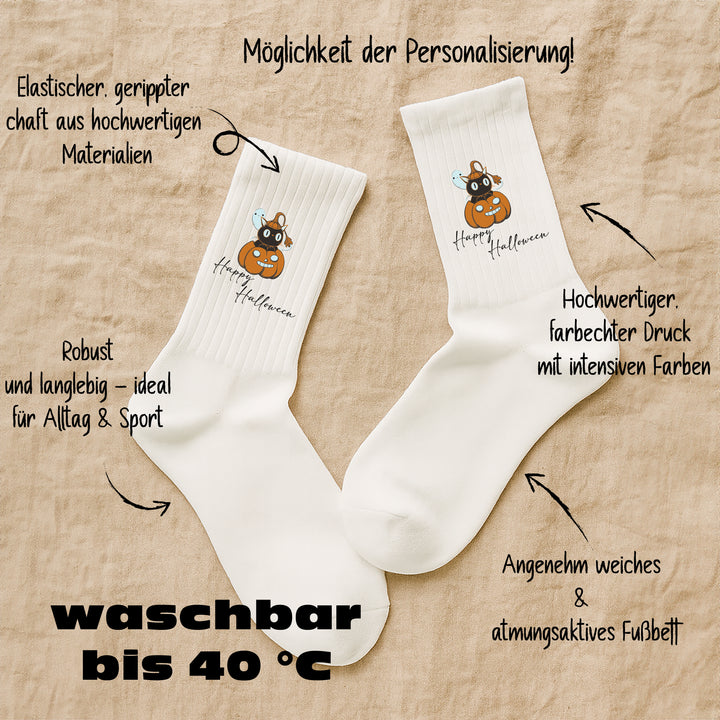 Socken „Happy Halloween“ – Lustige Halloween-Socken | Spooky Fun Socks aus Bio-Baumwolle | Limited Edition