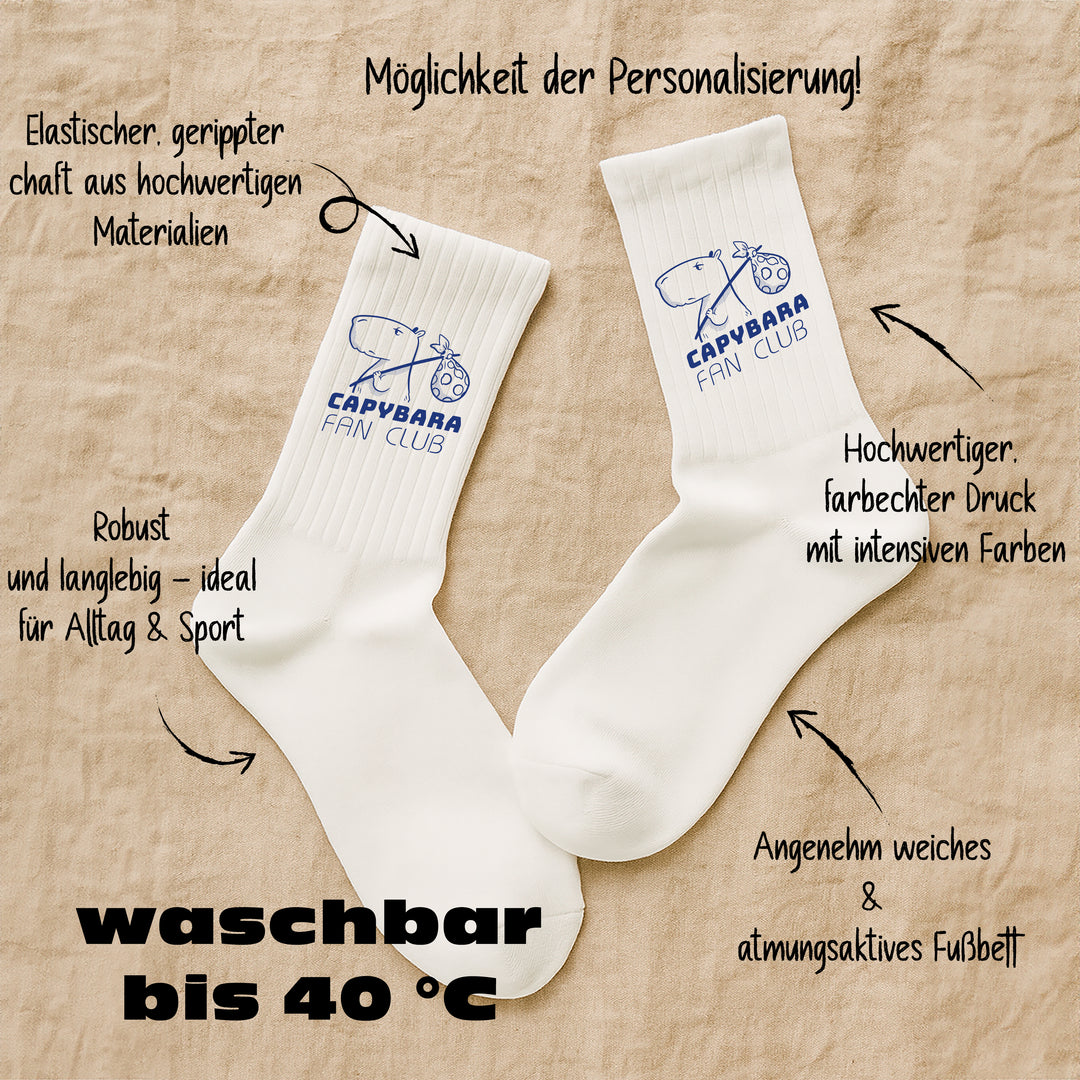 Socken „Capybara Fun Club“ – Lustige Tier-Socken mit Capybara-Motiv | Chill & Fun Style | Made in Europe