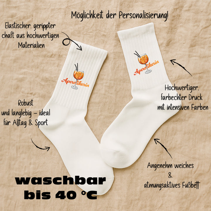 Socken „Aperolkerin“ – Lustige Aperol Spritz Socken | Geschenk für Aperol-Fans | Witzige Motivsocken