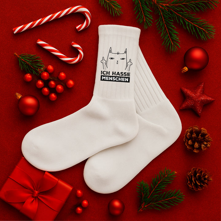 Socken „Ich hasse Menschen“ – Lustige Spruchsocken | Sarkastische Fun Socks | Geschenk für Misanthropen mit Humor | Made in Europe