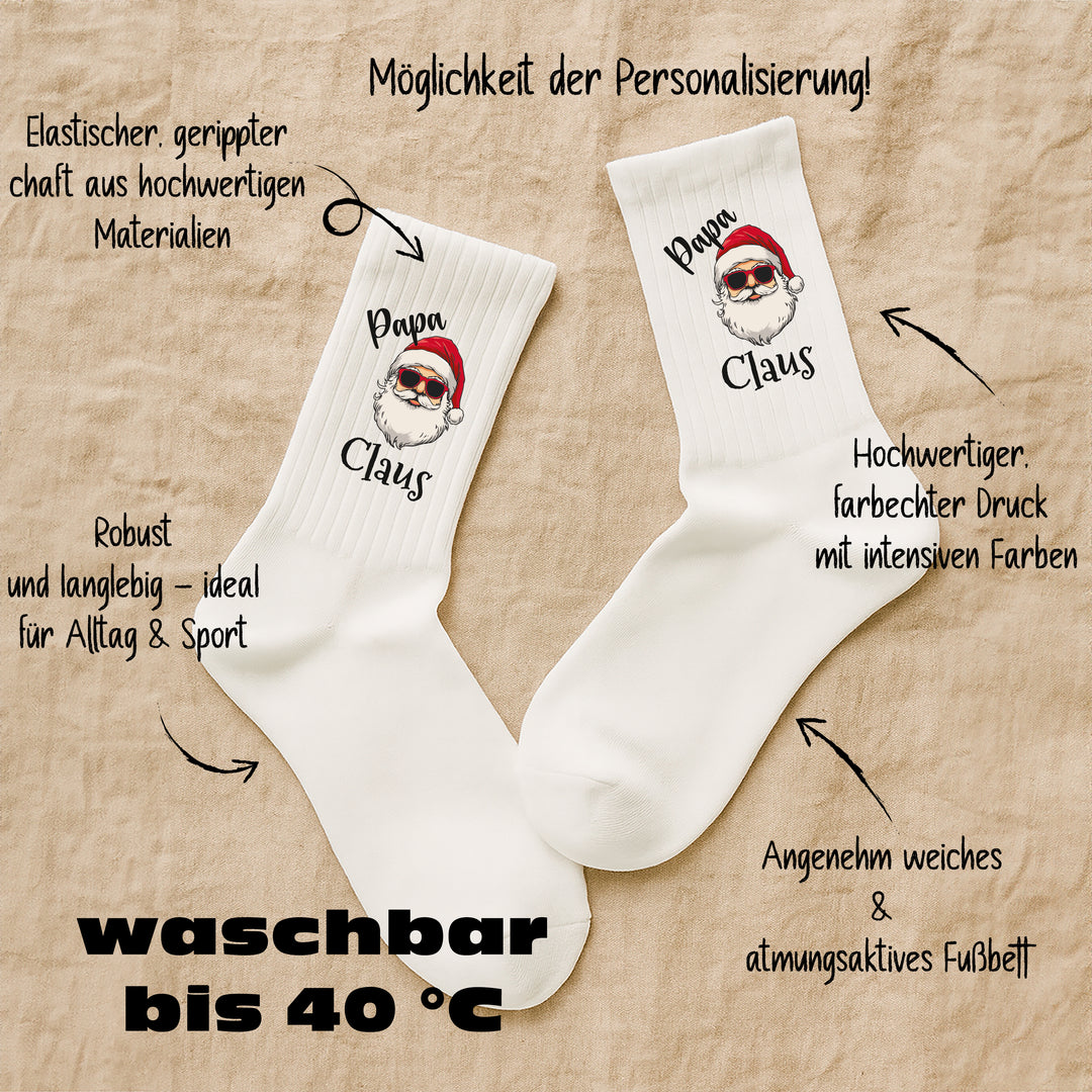 Socken „Papa Claus“ – Lustige Weihnachtssocken für Männer | Christmas Fun Socks | Geschenkidee für Papas | Made in Europe