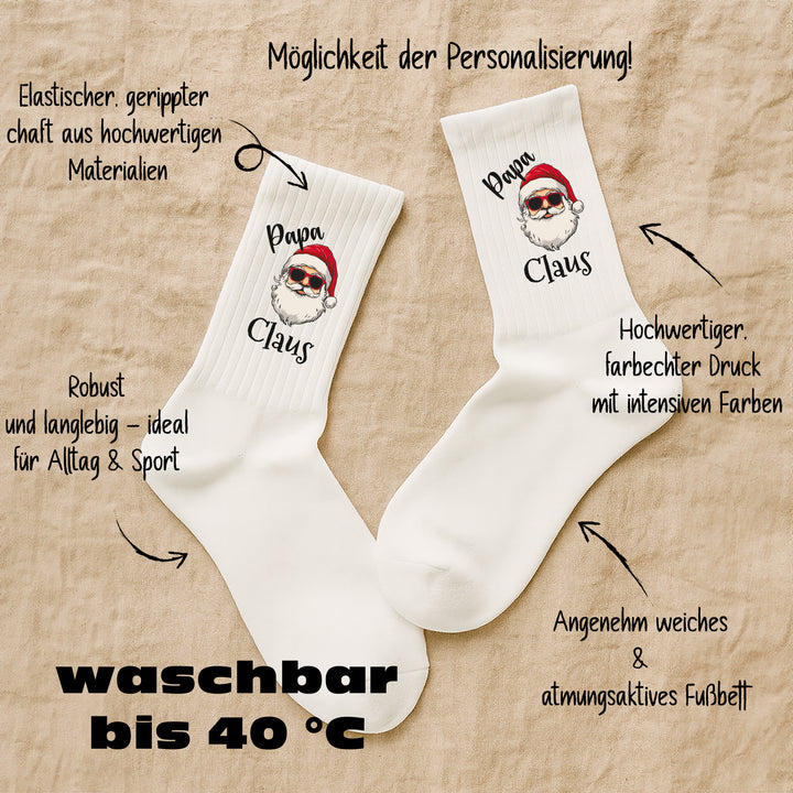 Socken „Papa Claus“ – Lustige Weihnachtssocken für Männer | Christmas Fun Socks | Geschenkidee für Papas | Made in Europe