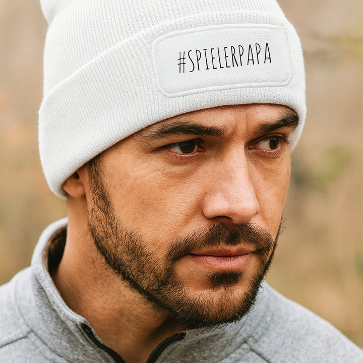 #spielerpapa Mütze – Lustige Beanie mit Spruch | Geschenk für Fußballväter & stolze Papas