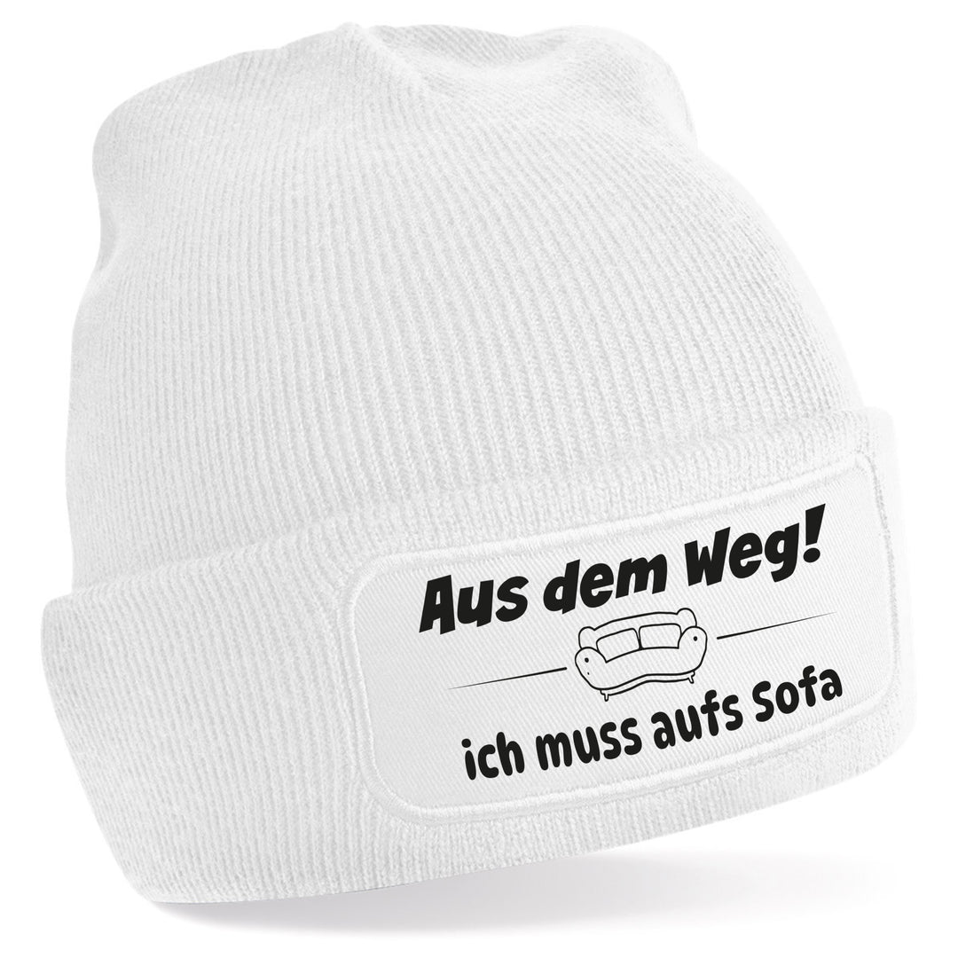 Mütze „Aus dem Weg – ich muss aufs Sofa“ | Lustige Beanie für Couch-Profis