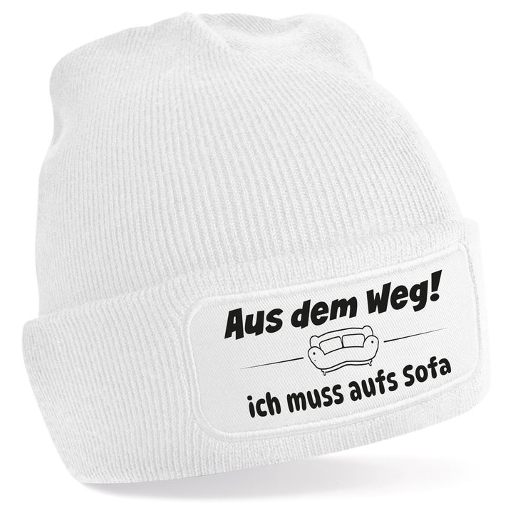 Mütze „Aus dem Weg – ich muss aufs Sofa“ | Lustige Beanie für Couch-Profis
