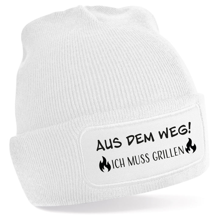 Mütze „Aus dem Weg – ich muss grillen“ | Lustige Beanie für Grillmeister & BBQ-Fans