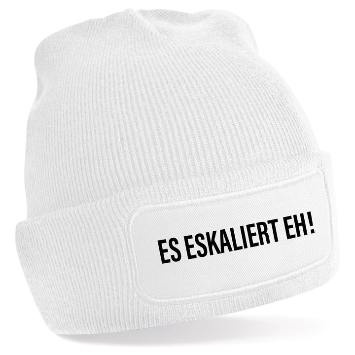 Es eskaliert eh Mütze – Lustige Beanie mit Spruch | Party Mütze & Geschenkidee für Freunde
