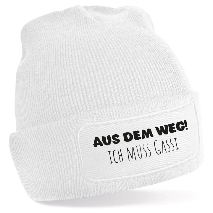 Mütze „Aus dem Weg – ich muss Gassi“ | Lustige Beanie für Hundebesitzer