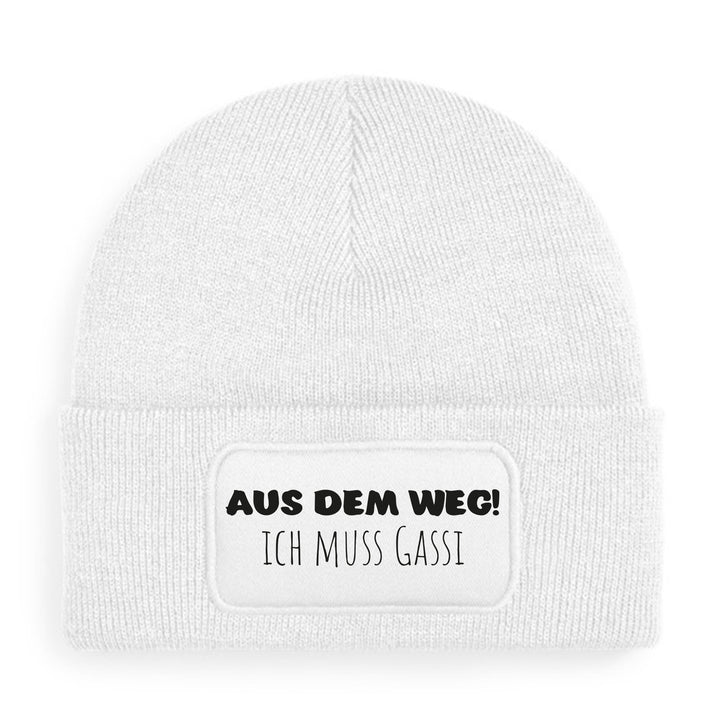 Mütze „Aus dem Weg – ich muss Gassi“ | Lustige Beanie für Hundebesitzer