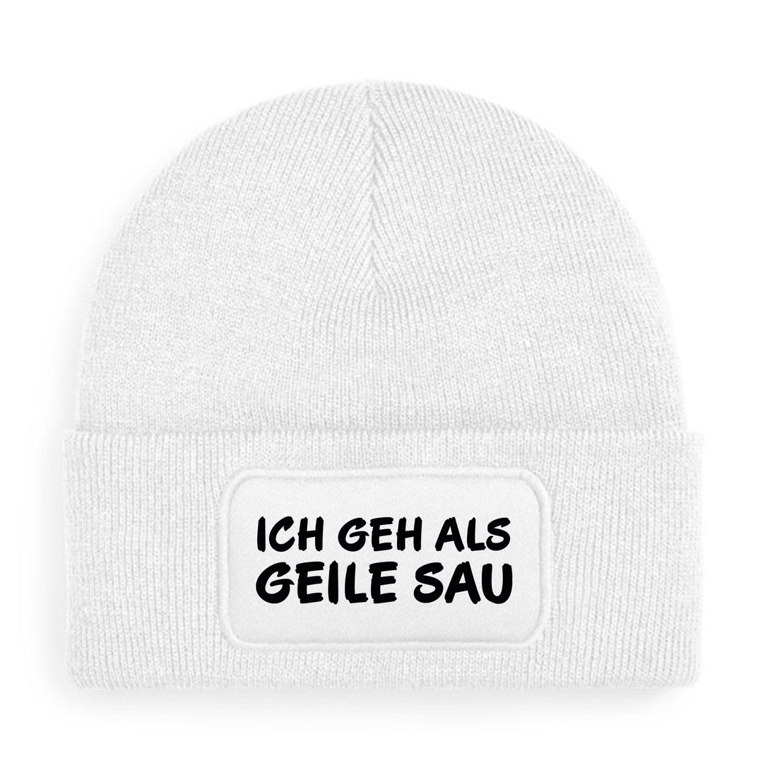 Ich geh als geile Sau Mütze – Lustige Beanie mit Spruch | Karneval, Fasching & Party Accessoire