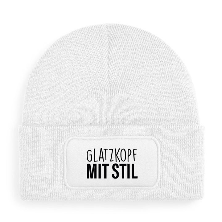 Glatzkopf mit Stil Mütze – Lustige Beanie mit Spruch | Geschenk für Männer mit Glatze & Humor
