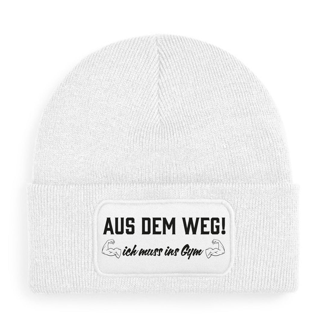 Mütze „Aus dem Weg – ich muss ins Gym“ | Lustige Beanie für Fitness- & Gym-Fans