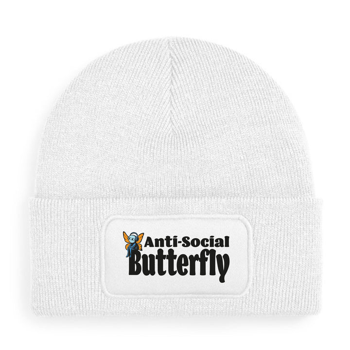 Anti Social Butterfly Mütze – Lustige Beanie mit Spruch | Geschenk für Introvertierte & Humorvolle