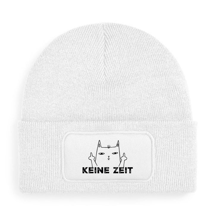 Keine Zeit Mütze – Katze mit Mittelfinger | Lustige Beanie mit Spruch | Geschenk für Katzenfans mit Humor