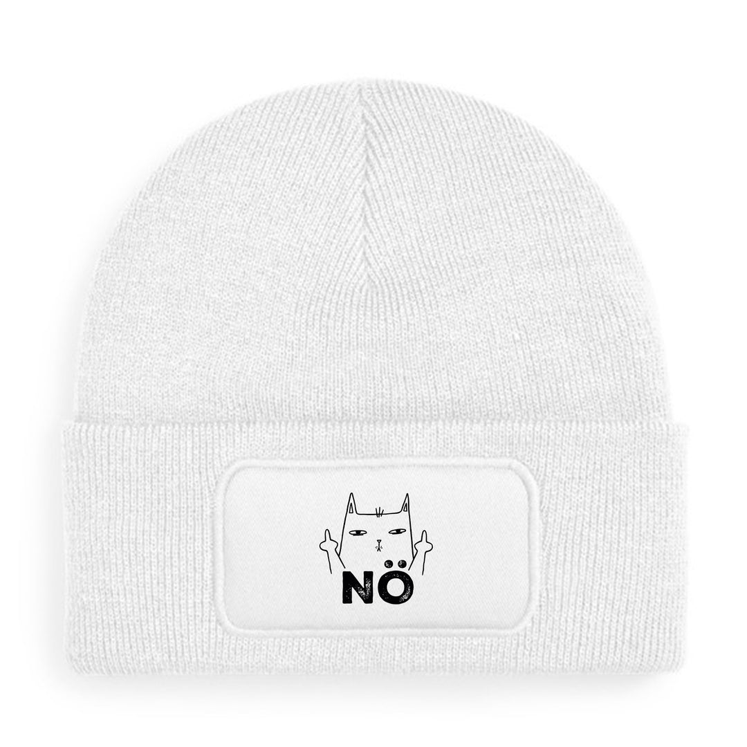 Nö Mütze – Katze mit Mittelfinger | Lustige Beanie mit Spruch & Motiv | Geschenk für Katzenfans mit Humor