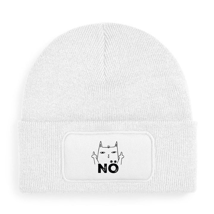 Nö Mütze – Katze mit Mittelfinger | Lustige Beanie mit Spruch & Motiv | Geschenk für Katzenfans mit Humor