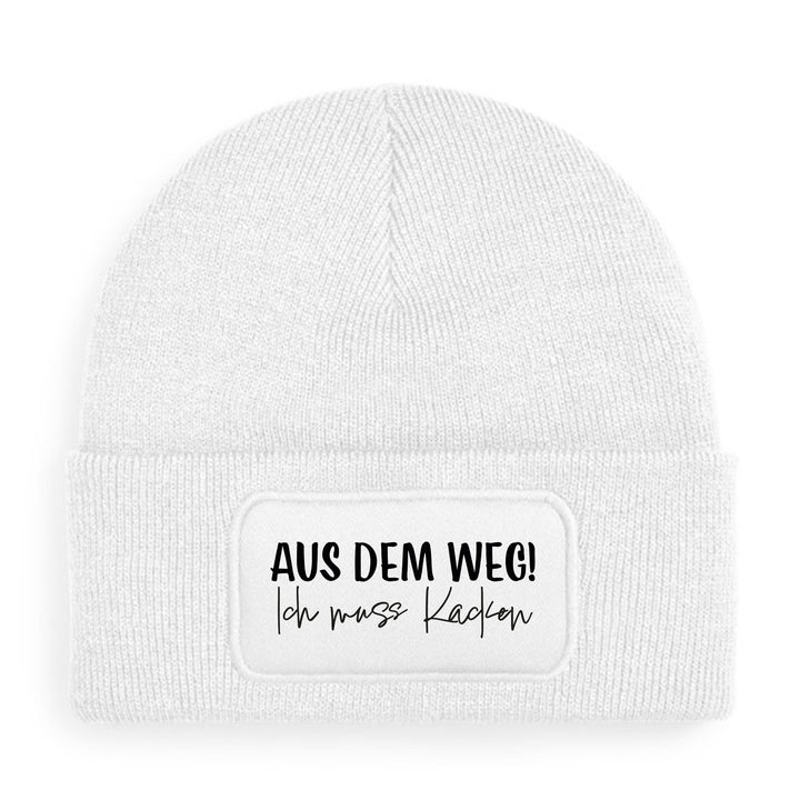 Aus dem Weg – muss kacken Mütze – Lustige Beanie mit Spruch | Spaß Geschenk für Freunde mit Humor